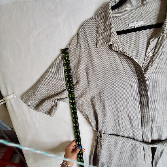 Z Supply XL Linen Striped Jumpsuit Ellora w belt Oatmeal beige Widelegs Stylish - Picture 7 of 16